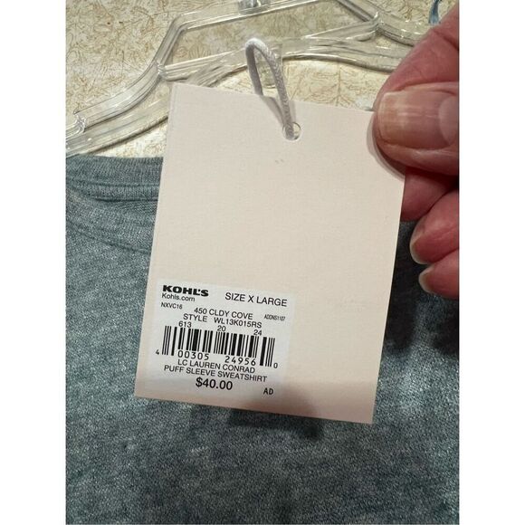 LC Laura Conrad Puff Sleeve Knit Sz XL Green NWT - Picture 4 of 8